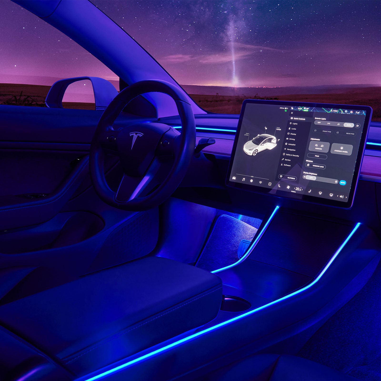 Nestour 2016-2020 Tesla Model 3 Y Neon Lights (Console+Dashboard+Foot)