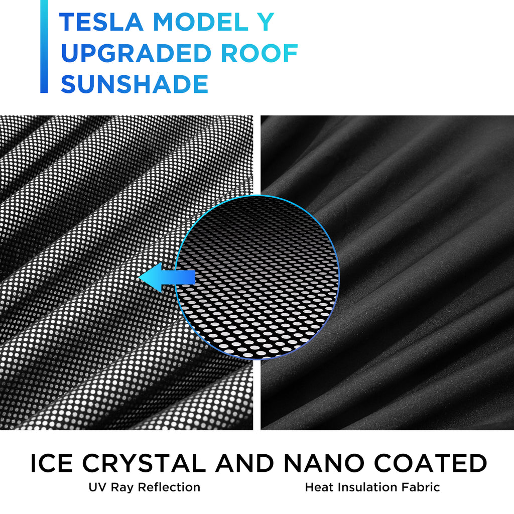 Nestour Tesla Model Y Sunshade, ice Crystal and Nano Coated Foldable Sunroof Window Shade Accessories Fit for Tesla Model Y2016-2023, with UV/Heat Insulation Film (Black Set of 2)