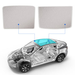 Nestour Tesla Model Y Sunshade, ice Crystal and Nano Coated Foldable Sunroof Window Shade Accessories Fit for Tesla Model Y2016-2023, with UV/Heat Insulation Film (White Set of 2)