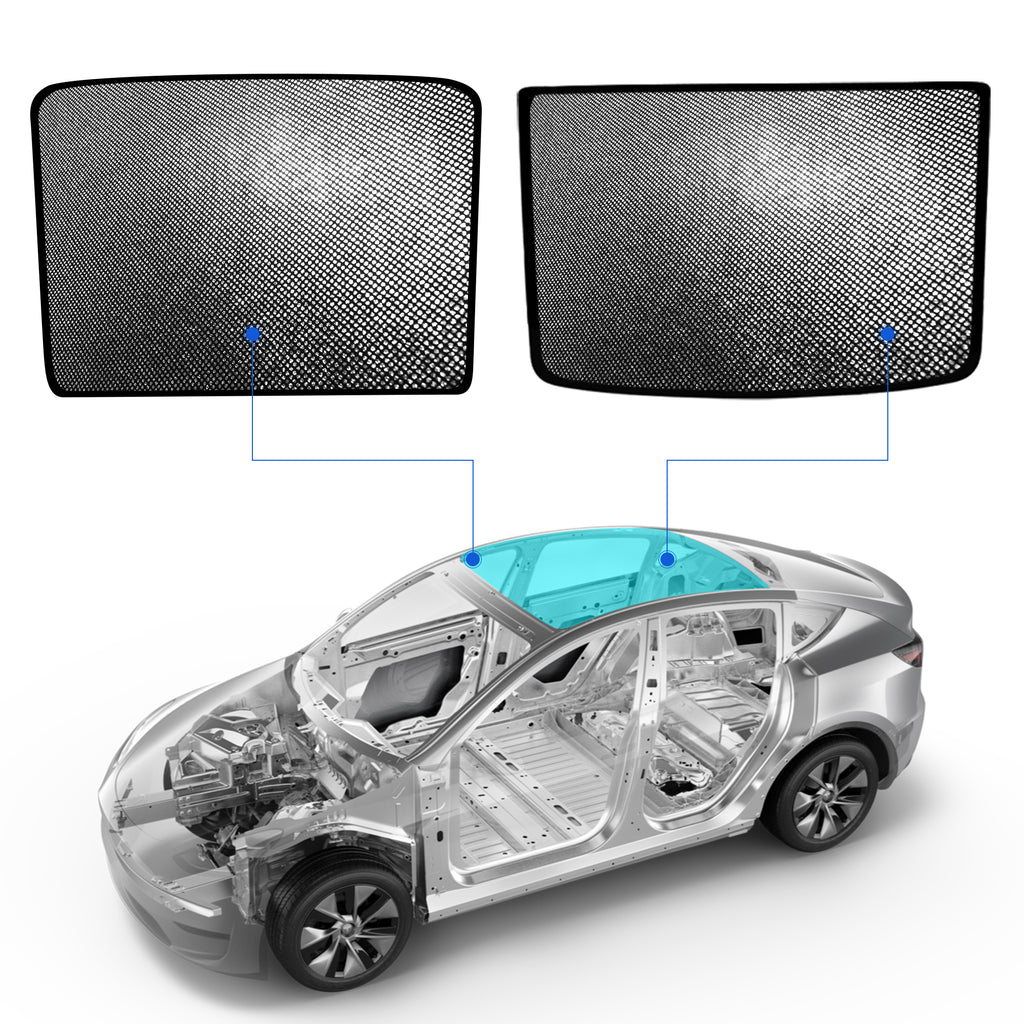 Nestour Tesla Model Y Sunshade, ice Crystal and Nano Coated Foldable Sunroof Window Shade Accessories Fit for Tesla Model Y2016-2023, with UV/Heat Insulation Film (Black Set of 2)
