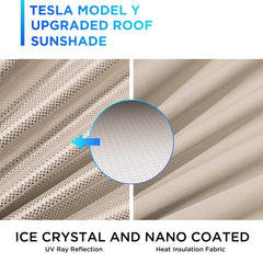 Nestour Tesla Model Y Sunshade, ice Crystal and Nano Coated Foldable Sunroof Window Shade Accessories Fit for Tesla Model Y2016-2023, with UV/Heat Insulation Film (White Set of 2)