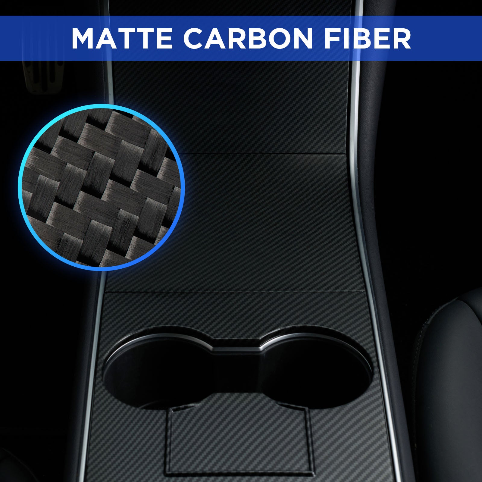 Nestour 2016-2020 Model 3 / Y Console Wrap (Matte Carbon Fiber)